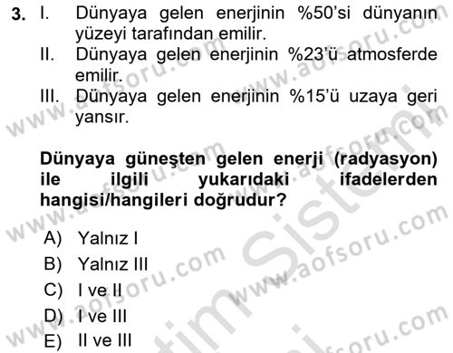 Temel Afet Bilgisi Dersi 2024 - 2025 Yılı (Vize) Ara Sınav Soruları 3. Soru