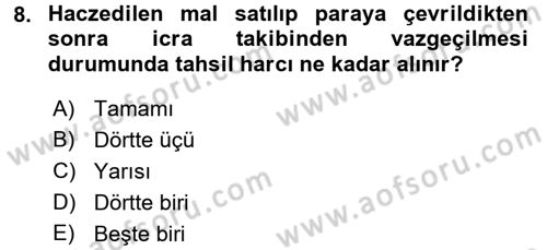 Damga Vergisi Ve Harçlar Bilgisi Dersi 2016 - 2017 Yılı (Final) Dönem Sonu Sınav Soruları 8. Soru