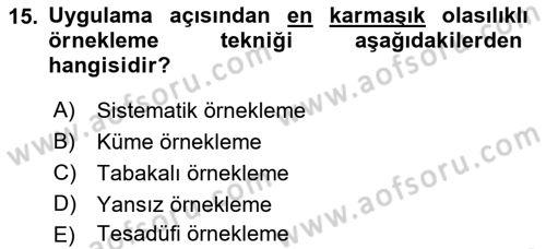 Sosyal Bilimlerde Araştırma Yöntemleri Dersi 2018 - 2019 Yılı 3 Ders Sınav Soruları 15. Soru