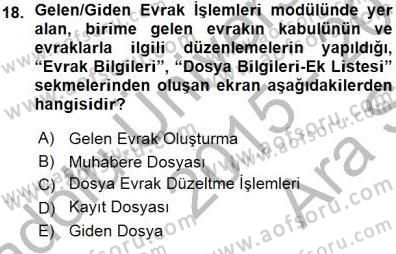 Ulusal Yargı Ağı Projesi 1 Dersi 2015 - 2016 Yılı (Vize) Ara Sınav Soruları 18. Soru