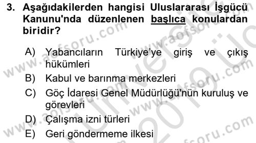 Göç Ve Göçmen Sorunları Dersi 2018 - 2019 Yılı 3 Ders Sınav Soruları 3. Soru