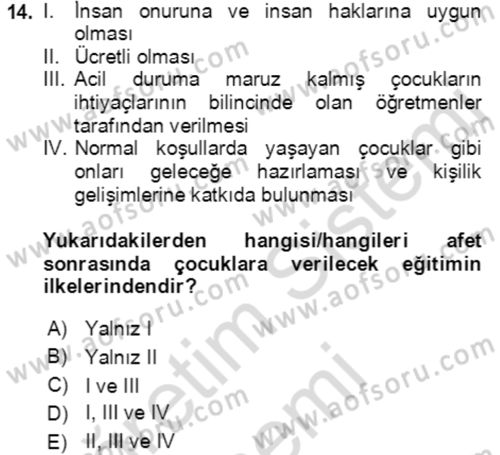 Göç Ve Göçmen Sorunları Dersi 2023 - 2024 Yılı (Vize) Ara Sınav Soruları 14. Soru