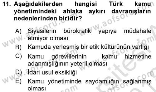 Adalet Meslek Etiği Dersi 2017 - 2018 Yılı (Vize) Ara Sınav Soruları 11. Soru