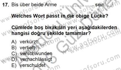 Turizm İçin Almanca 1 Dersi 2012 - 2013 Yılı (Final) Dönem Sonu Sınav Soruları 17. Soru