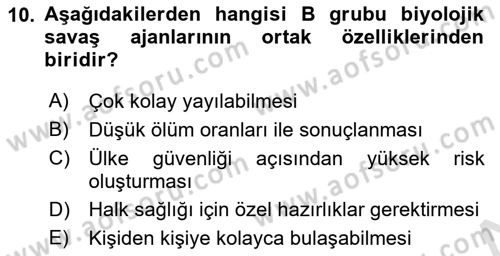 Kbrn Savunma Ve Güvenlik Dersi 2019 - 2020 Yılı (Vize) Ara Sınav Soruları 10. Soru