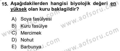Temel Mutfak Teknikleri Dersi 2021 - 2022 Yılı Yaz Okulu Sınav Soruları 15. Soru