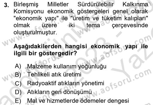 Gastronomi Ve Sürdürülebilirlik Dersi 2023 - 2024 Yılı Yaz Okulu Sınav Soruları 3. Soru