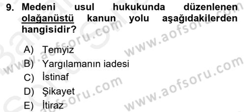 Hukuk Dili Ve Adli Yazışmalar Dersi 2018 - 2019 Yılı (Final) Dönem Sonu Sınav Soruları 9. Soru