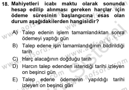 Damga Vergisi Ve Harçlar Bilgisi Dersi 2018 - 2019 Yılı 3 Ders Sınav Soruları 18. Soru