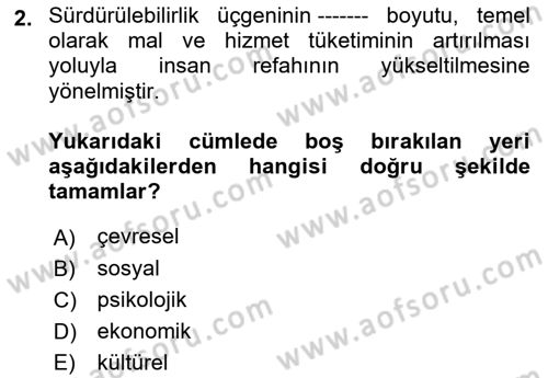 Gastronomi Ve Sürdürülebilirlik Dersi 2023 - 2024 Yılı (Final) Dönem Sonu Sınav Soruları 2. Soru