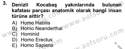 Anadolu Arkeolojisi Dersi 2012 - 2013 Yılı (Vize) Ara Sınav Soruları 3. Soru
