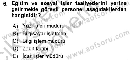 Kalem Mevzuatı Dersi 2016 - 2017 Yılı (Vize) Ara Sınav Soruları 6. Soru