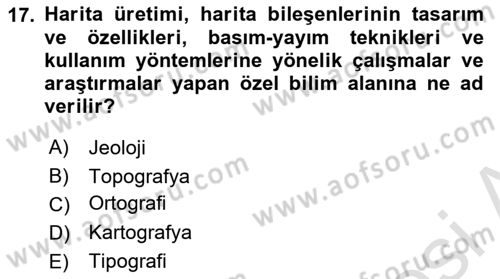 Kent, Planlama ve Afet Risk Yönetimi Dersi 2019 - 2020 Yılı (Vize) Ara Sınav Soruları 17. Soru