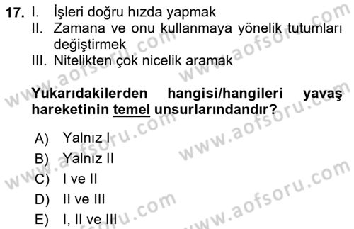 Gastronomi Ve Sürdürülebilirlik Dersi 2021 - 2022 Yılı Yaz Okulu Sınav Soruları 17. Soru