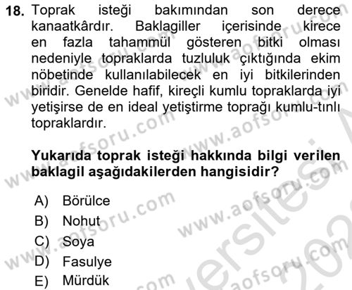 Gıda Coğrafyası Dersi 2022 - 2023 Yılı (Vize) Ara Sınav Soruları 18. Soru