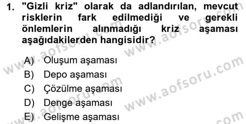 Afet Sosyolojisi Dersi 2017 - 2018 Yılı (Vize) Ara Sınav Soruları 1. Soru