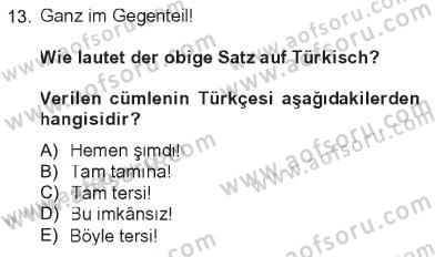Almanca 2 Dersi 2012 - 2013 Yılı Tek Ders Sınav Soruları 13. Soru