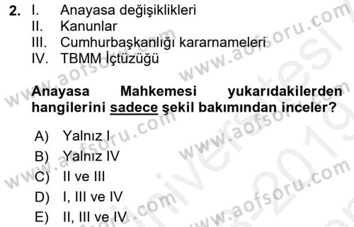 İdari Yargı Dersi 2018 - 2019 Yılı (Final) Dönem Sonu Sınav Soruları 2. Soru