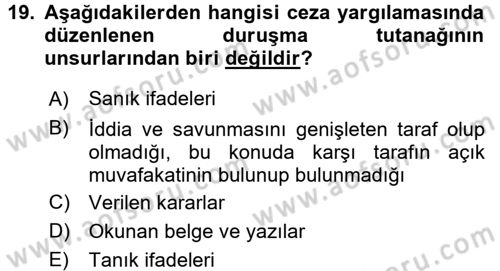 Hukuk Dili Ve Adli Yazışmalar Dersi 2017 - 2018 Yılı (Vize) Ara Sınav Soruları 19. Soru
