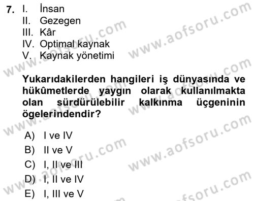 Gastronomi Ve Sürdürülebilirlik Dersi 2021 - 2022 Yılı (Vize) Ara Sınav Soruları 7. Soru