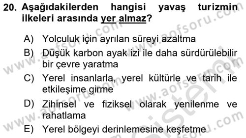 Gastronomi Ve Sürdürülebilirlik Dersi 2023 - 2024 Yılı (Final) Dönem Sonu Sınav Soruları 20. Soru