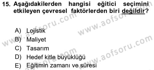Acil Durum ve Afet Farkındalık Eğitimi Dersi 2017 - 2018 Yılı (Final) Dönem Sonu Sınav Soruları 15. Soru
