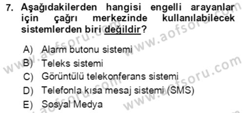 Acil Çağrı Yönetimi Dersi 2018 - 2019 Yılı (Final) Dönem Sonu Sınav Soruları 7. Soru