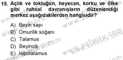 İnsan Anatomisi Ve Fizyolojisi Dersi 2012 - 2013 Yılı (Vize) Ara Sınav Soruları 15. Soru