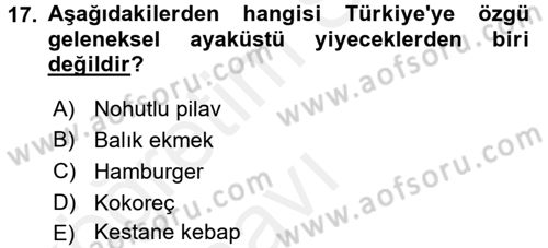 Gastronomi Ve Medya Dersi 2017 - 2018 Yılı 3 Ders Sınav Soruları 17. Soru