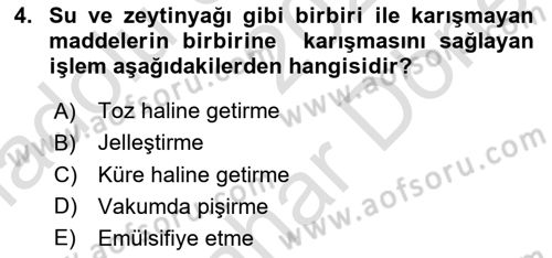 Gastronomi Ve Sürdürülebilirlik Dersi 2021 - 2022 Yılı (Final) Dönem Sonu Sınav Soruları 4. Soru