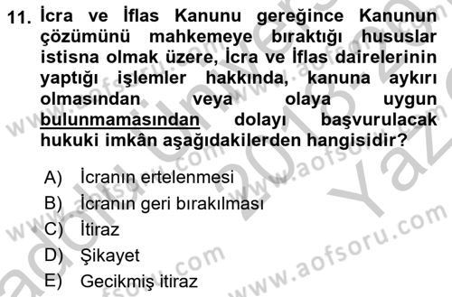 Hukuk Dili Ve Adli Yazışmalar Dersi 2018 - 2019 Yılı Yaz Okulu Sınav Soruları 11. Soru