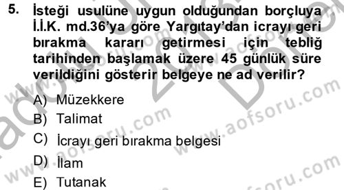 Hukuk Dili Ve Adli Yazışmalar Dersi 2013 - 2014 Yılı (Final) Dönem Sonu Sınav Soruları 5. Soru