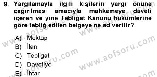 Hukuk Dili Ve Adli Yazışmalar Dersi 2017 - 2018 Yılı 3 Ders Sınav Soruları 9. Soru