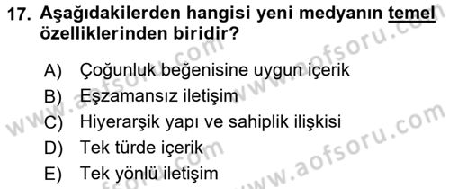 Acil Durum ve Afet Farkındalık Eğitimi Dersi 2021 - 2022 Yılı (Vize) Ara Sınav Soruları 17. Soru