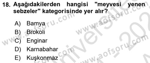 Gıda Coğrafyası Dersi 2024 - 2025 Yılı (Vize) Ara Sınav Soruları 18. Soru