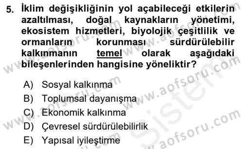 Afet Yönetimi 2 Dersi 2018 - 2019 Yılı (Vize) Ara Sınav Soruları 5. Soru