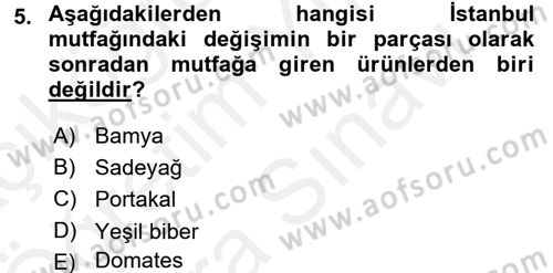 Osmanlı Mutfağı Dersi 2017 - 2018 Yılı (Vize) Ara Sınav Soruları 5. Soru