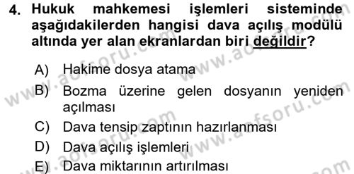 Ulusal Yargı Ağı Projesi 2 Dersi 2015 - 2016 Yılı (Final) Dönem Sonu Sınav Soruları 4. Soru