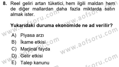Afet Ekonomisi Ve Sigortacılığı Dersi 2021 - 2022 Yılı (Vize) Ara Sınav Soruları 8. Soru