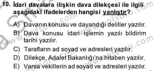 Hukuk Dili Ve Adli Yazışmalar Dersi 2014 - 2015 Yılı (Vize) Ara Sınav Soruları 10. Soru