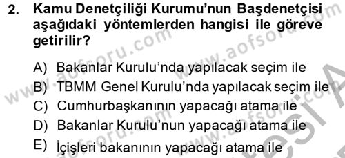 İdari Yargı Dersi 2014 - 2015 Yılı (Final) Dönem Sonu Sınav Soruları 2. Soru