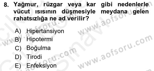 Arama Kurtarma Bilgisi ve Etik Değerler Dersi 2018 - 2019 Yılı (Final) Dönem Sonu Sınav Soruları 8. Soru