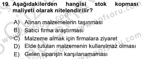 Büro Teknolojileri Dersi 2022 - 2023 Yılı (Final) Dönem Sonu Sınav Soruları 19. Soru