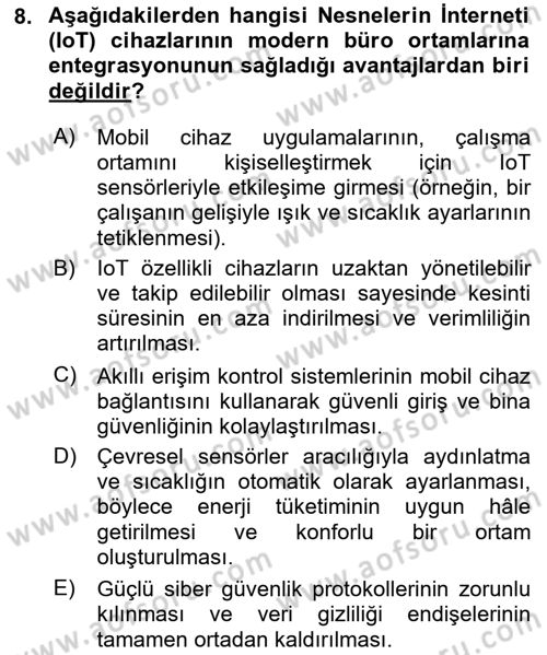 Büro Teknolojileri Dersi 2025 - 2026 Yılı (Vize) Ara Sınav Soruları 8. Soru