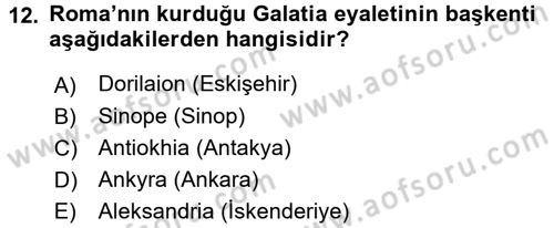 Anadolu Arkeolojisi Dersi 2015 - 2016 Yılı Tek Ders Sınav Soruları 12. Soru