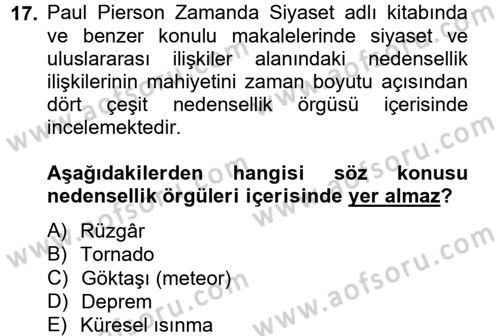 Uluslararası İlişkilerde Araştırma Yöntemleri Dersi 2012 - 2013 Yılı (Vize) Ara Sınav Soruları 17. Soru