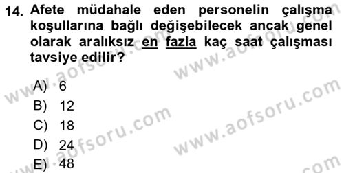 Temel Afet Bilgisi Dersi 2023 - 2024 Yılı (Vize) Ara Sınav Soruları 14. Soru