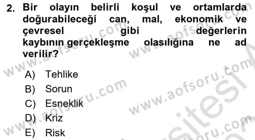 Sürdürülebilir Kentsel Dayanıklılık Dersi 2024 - 2025 Yılı (Vize) Ara Sınav Soruları 2. Soru