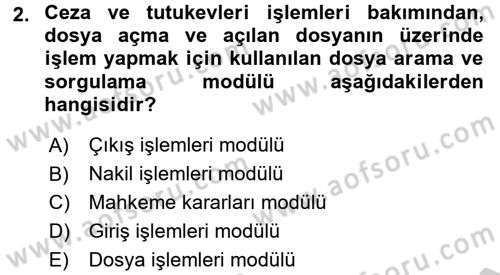 Ulusal Yargı Ağı Projesi 2 Dersi 2016 - 2017 Yılı (Vize) Ara Sınav Soruları 2. Soru