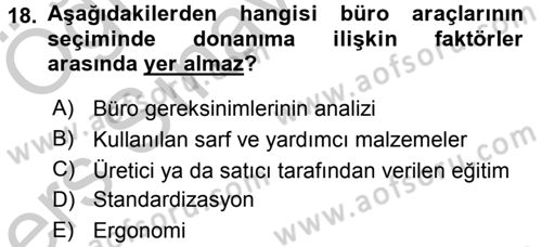 Büro Teknolojileri Dersi 2016 - 2017 Yılı 3 Ders Sınav Soruları 18. Soru